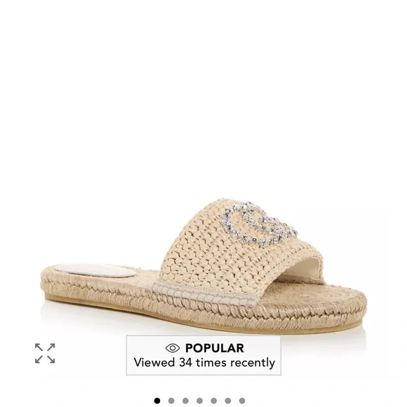 Gucci Beige Crystal Embellished espadrille Slides - Picture 3 of 3